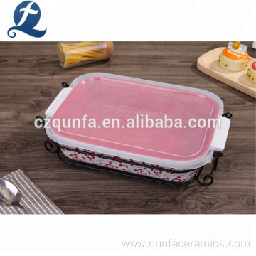 Printed Ceramic Baking Dish Bakeware Set With Lid